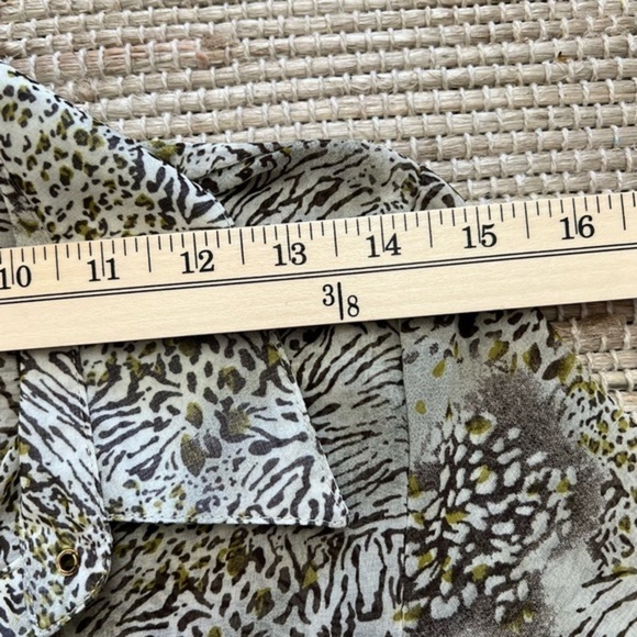 Bcbgmxazria Sheer Long Sleeve Blouse With Mini Zebra Print - Picture 13 of 16